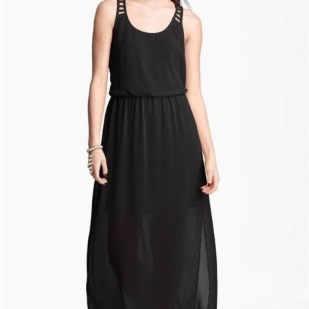 Socialite Cage Back Chiffon Maxi Dress (Small)